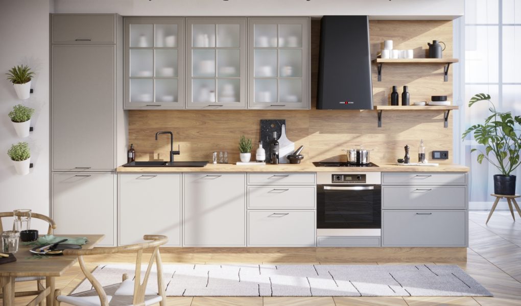 Kuchnia KAMmono dÑb sklany Szkło na pierwszym planie – piękna, lekka wizualnie i reprezentacyjna kuchnia